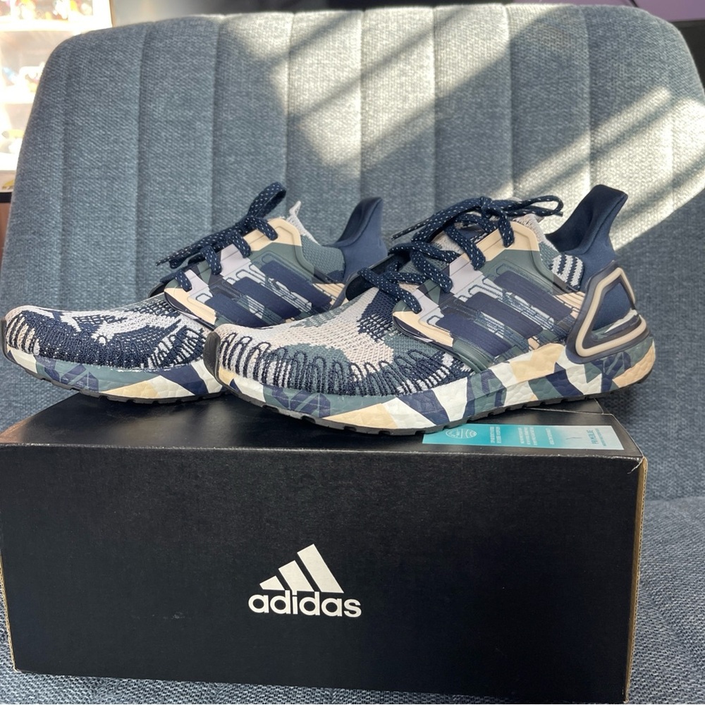 Women’s Adidas Ultraboost 20W Prime Blue Running Shoes Blue Camo Size 6.5